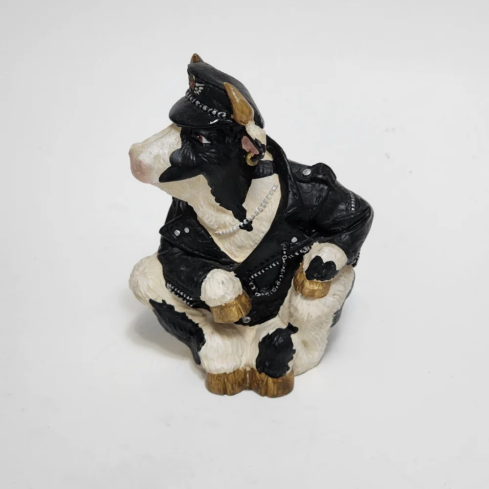 Enesco Highway Holsteins Biker Cow Figurine 5